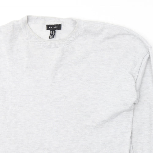New Look Mens Grey Round Neck  Polyester Pullover Jumper Size S