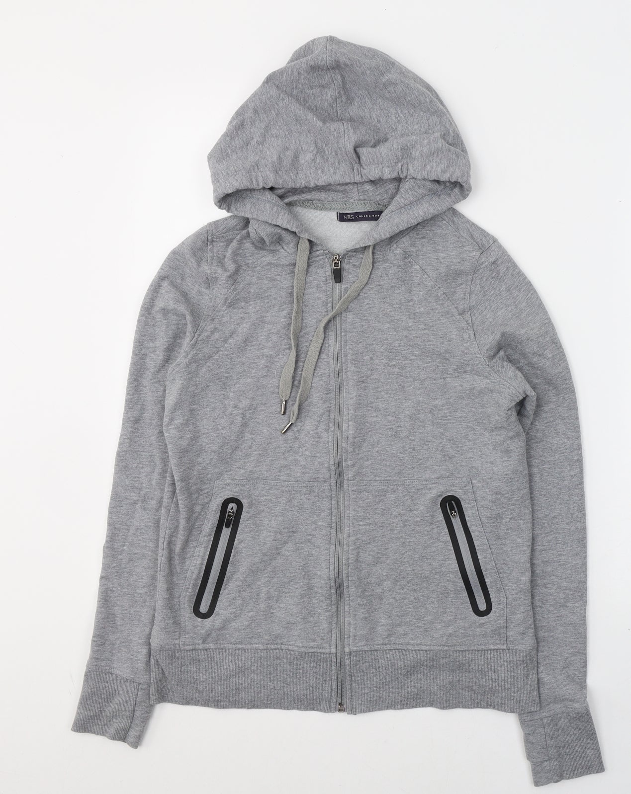 Marks and Spencer Womens Grey  Cotton Full Zip Hoodie Size 10  Zip