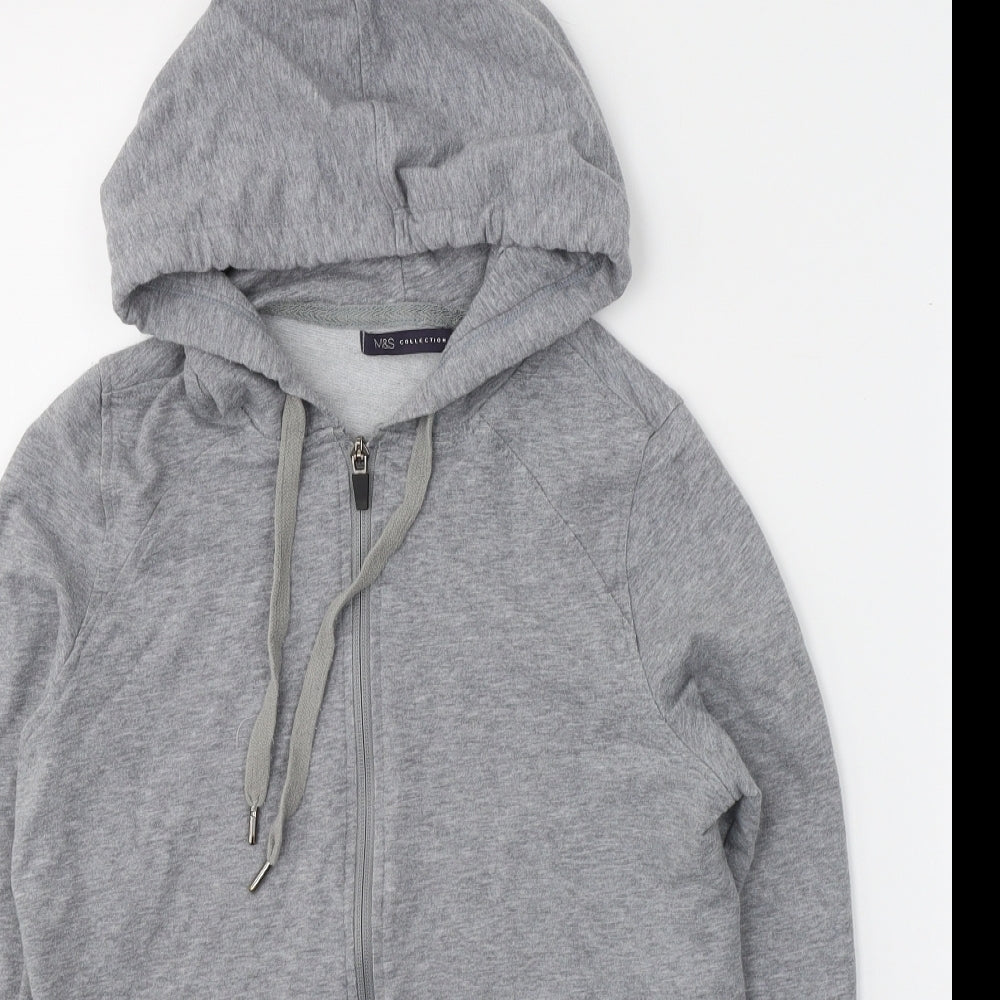 Marks and Spencer Womens Grey  Cotton Full Zip Hoodie Size 10  Zip