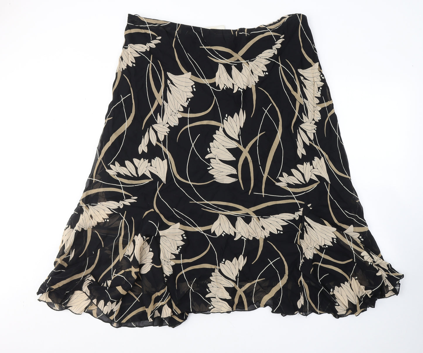 Ann Harvey Womens Black Geometric Polyester Flare Skirt Size 24