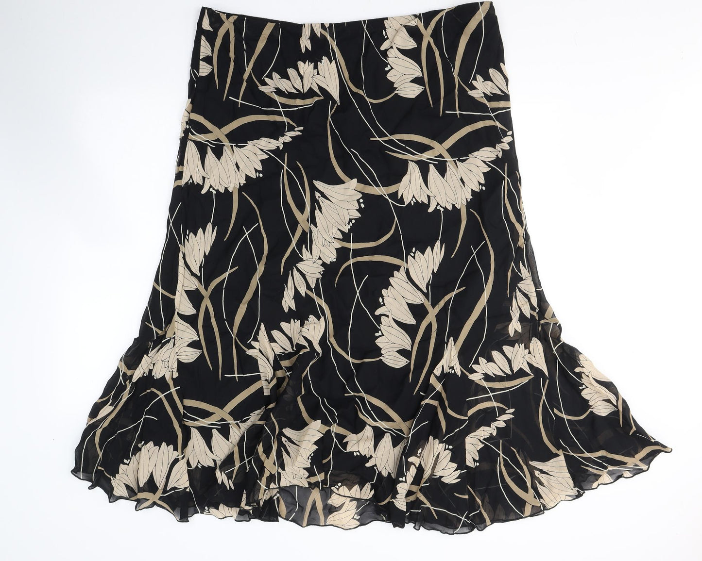 Ann Harvey Womens Black Geometric Polyester Flare Skirt Size 24