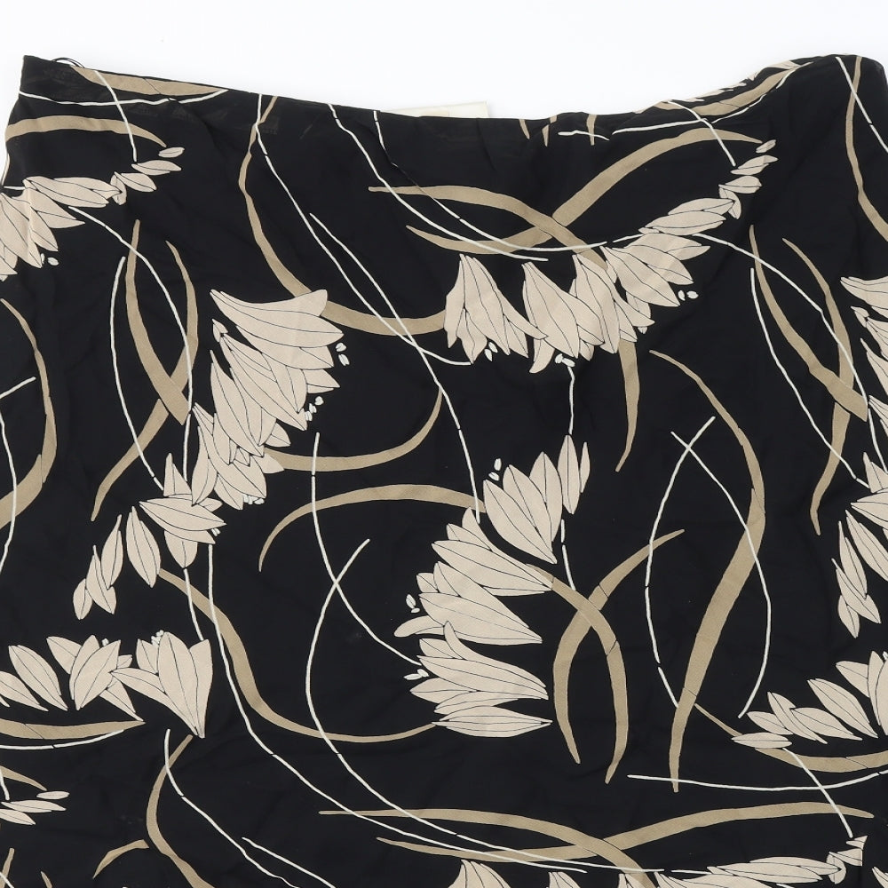 Ann Harvey Womens Black Geometric Polyester Flare Skirt Size 24