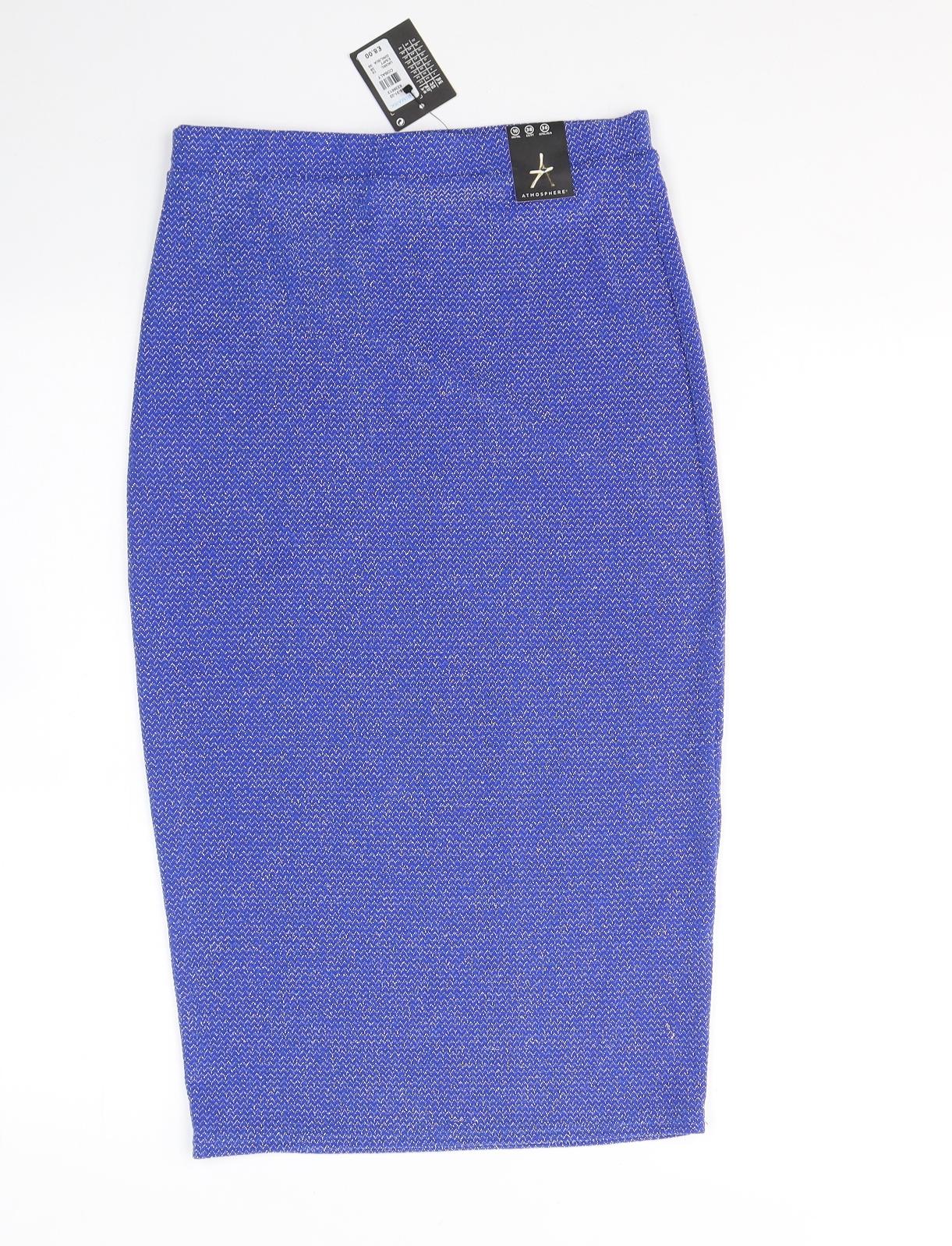 Atmosphere Womens Blue  Nylon Straight & Pencil Skirt Size 10