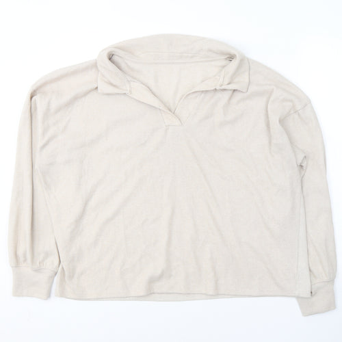 Dunnes Stores Womens Beige V-Neck  Polyester Pullover Jumper Size L
