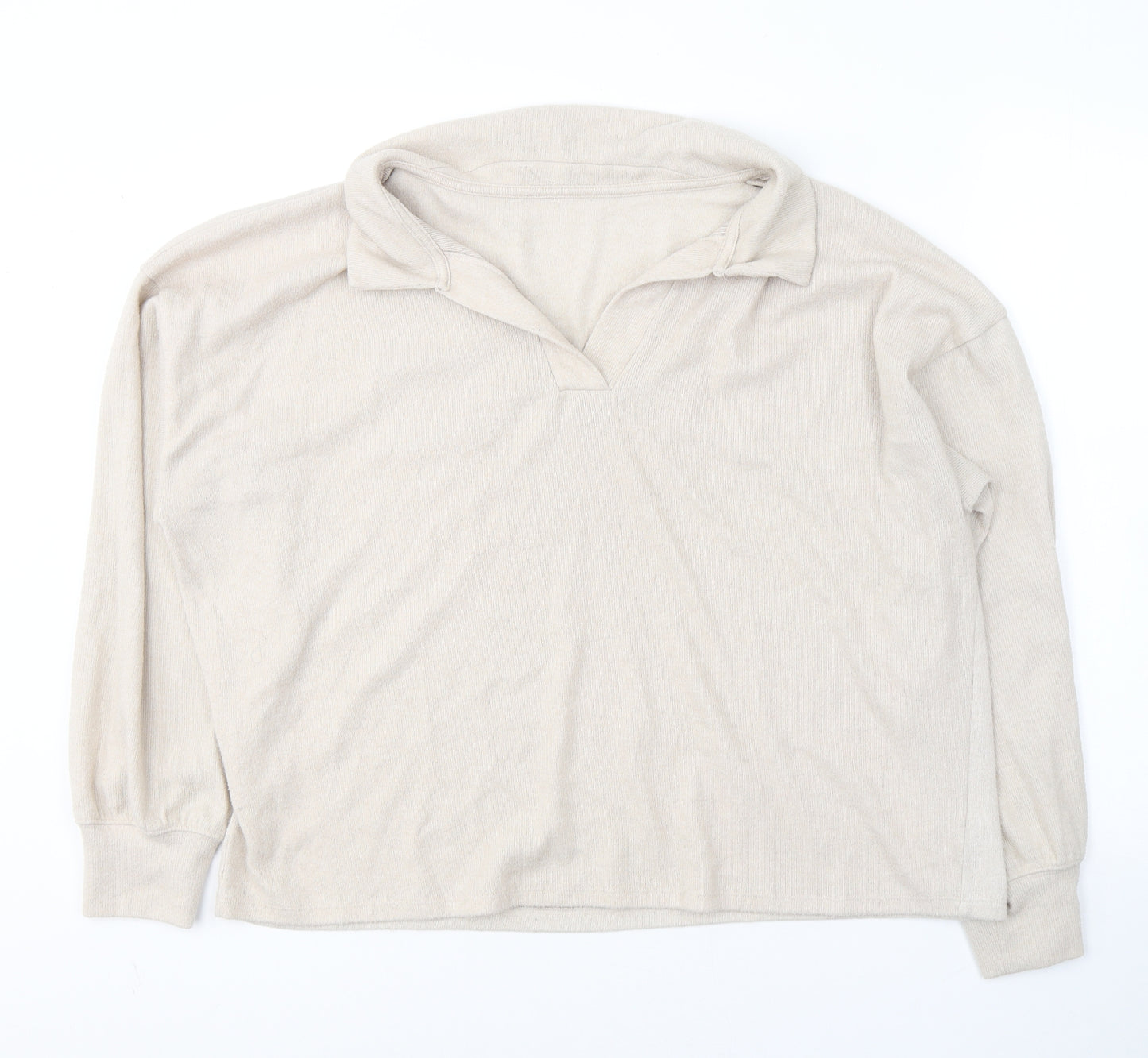 Dunnes Stores Womens Beige V-Neck  Polyester Pullover Jumper Size L