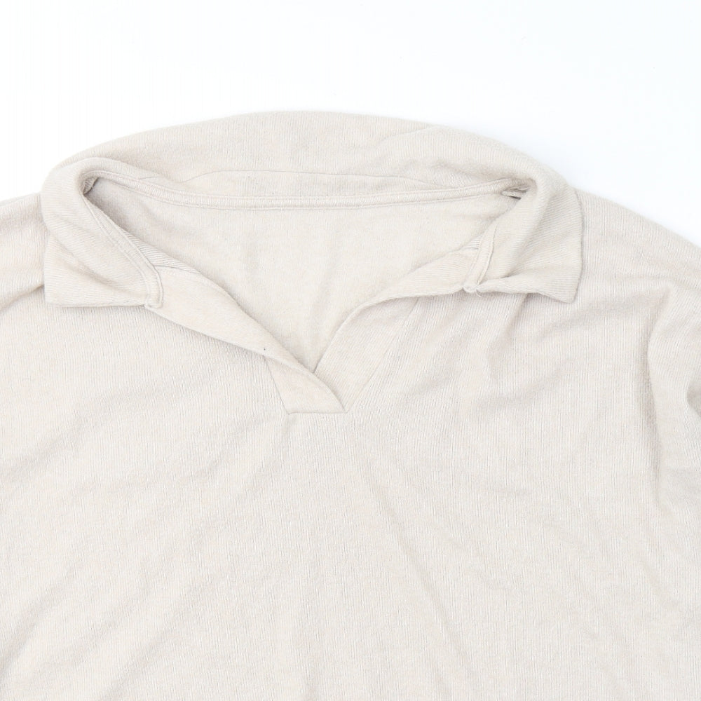 Dunnes Stores Womens Beige V-Neck  Polyester Pullover Jumper Size L