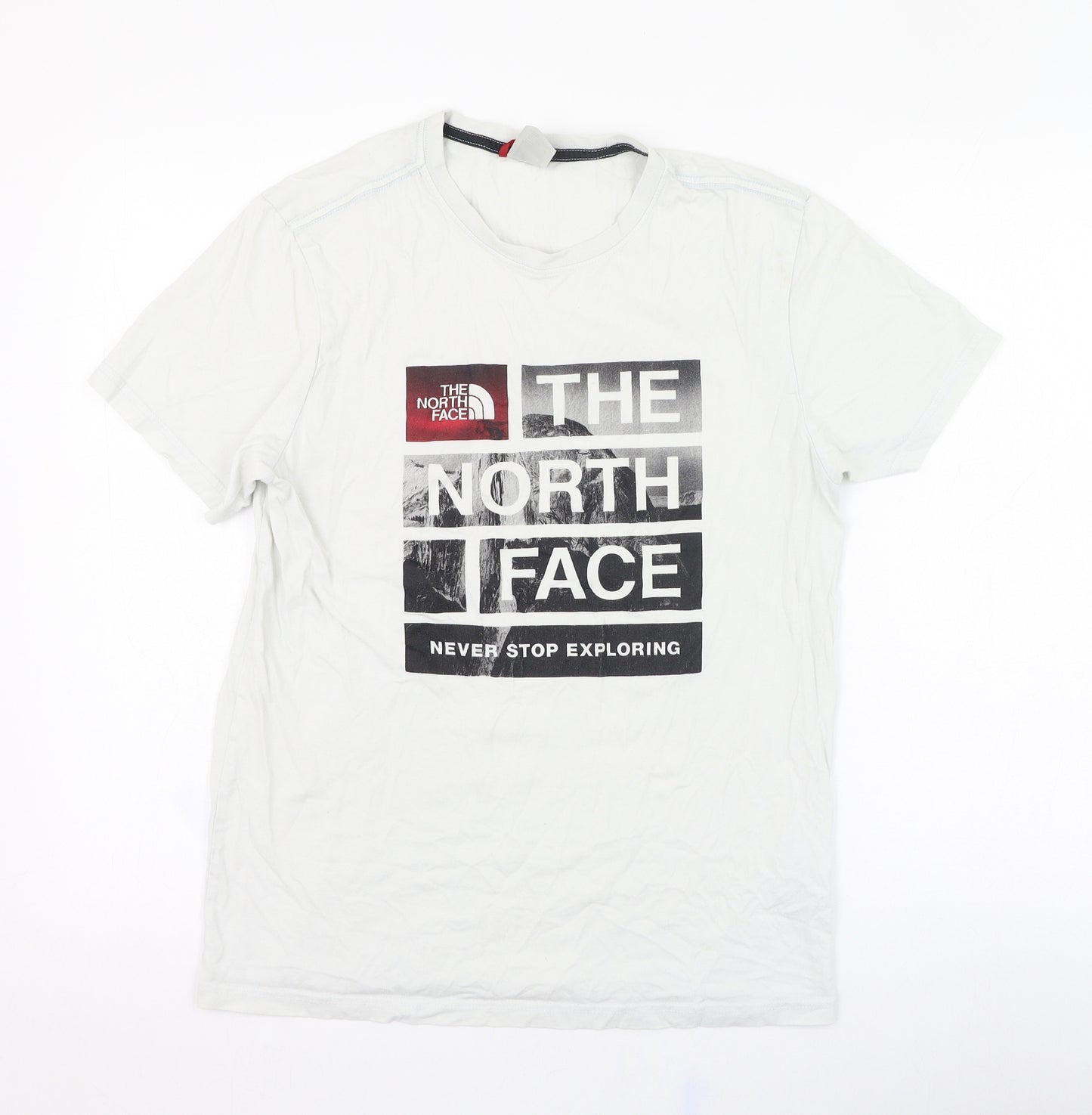 The North Face Mens White  Cotton  T-Shirt Size S Round Neck