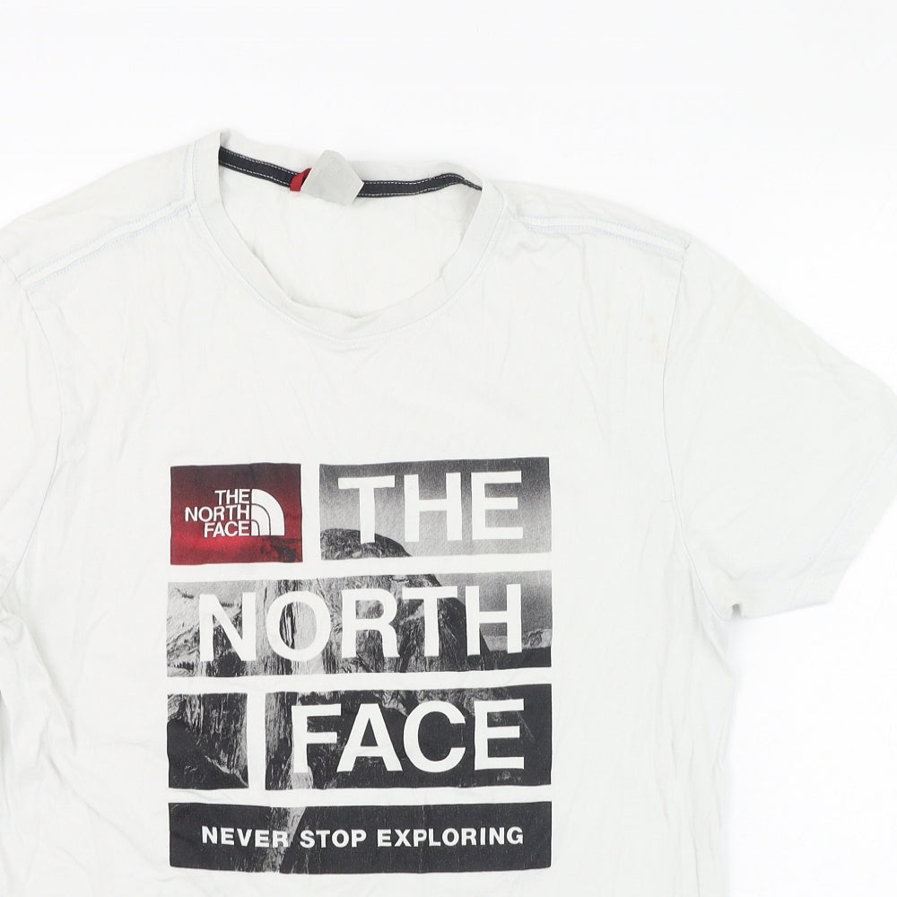 The North Face Mens White  Cotton  T-Shirt Size S Round Neck
