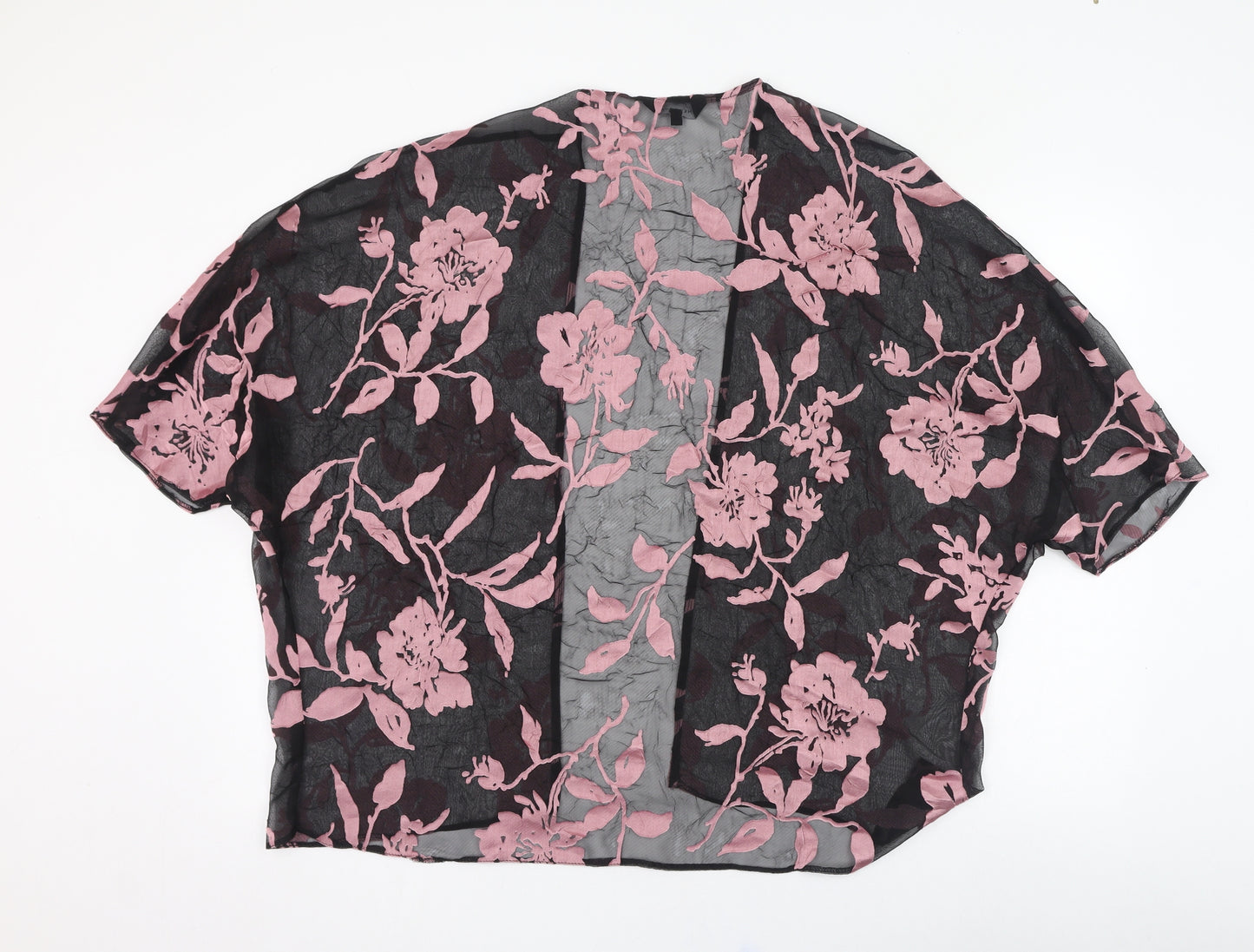 New Look Womens Black Round Neck Floral Polyester Cardigan Jumper Size 12