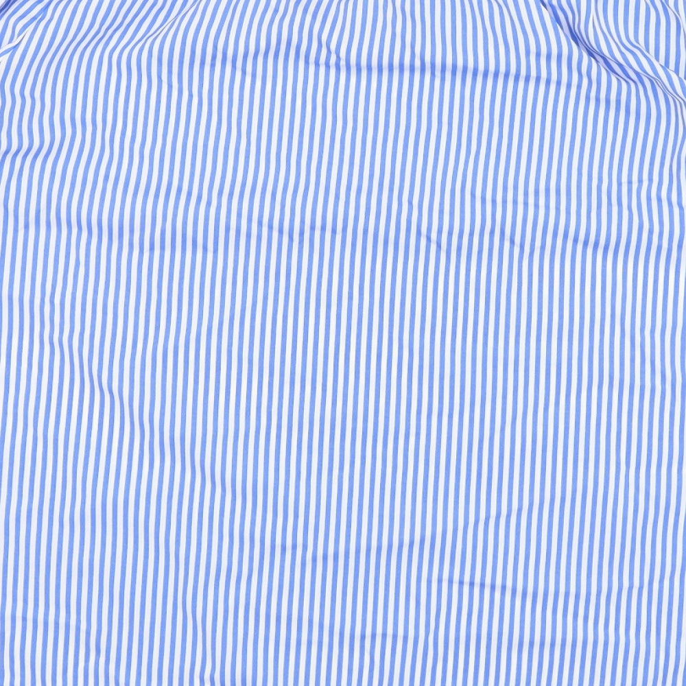 Pep&co Womens Blue Striped Polyester Basic Blouse Size 14 Off the Shoulder