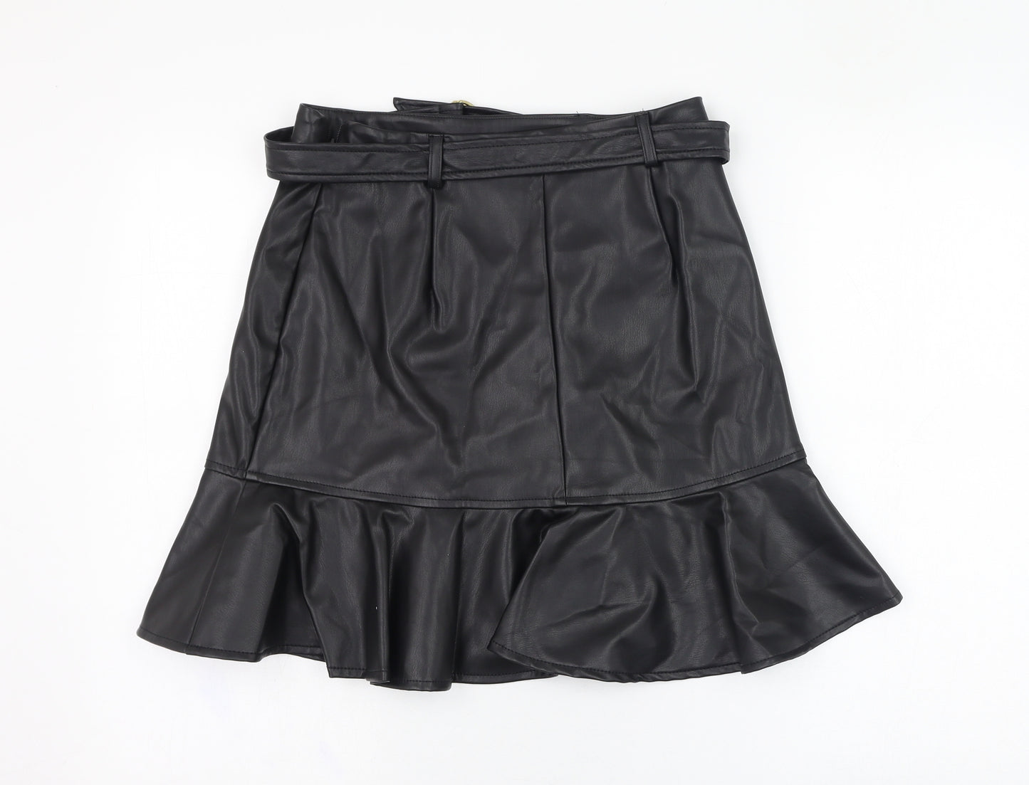 New Look Womens Black  Polyurethane A-Line Skirt Size 10   Zip