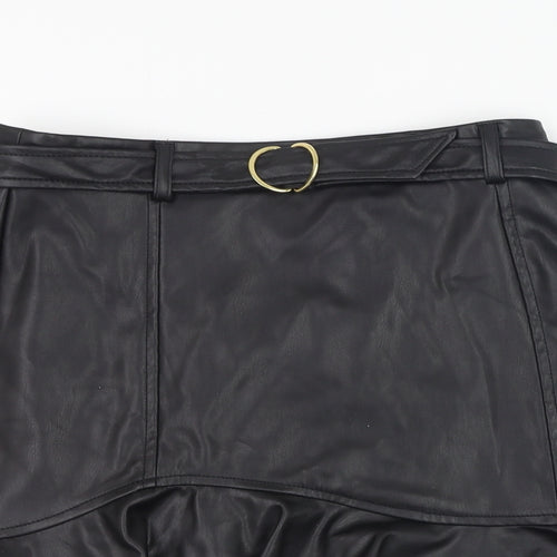 New Look Womens Black  Polyurethane A-Line Skirt Size 10   Zip