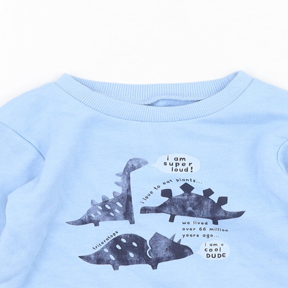 Dunnes Stores Boys Blue  Cotton Pullover Jumper Size 9-12 Months  Pullover - Dinosaur