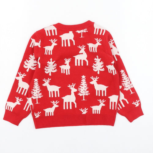 Dunnes Stores Girls Red  Polyester Pullover Jumper Size 18-24 Months  Pullover - Christmas, Reindeer