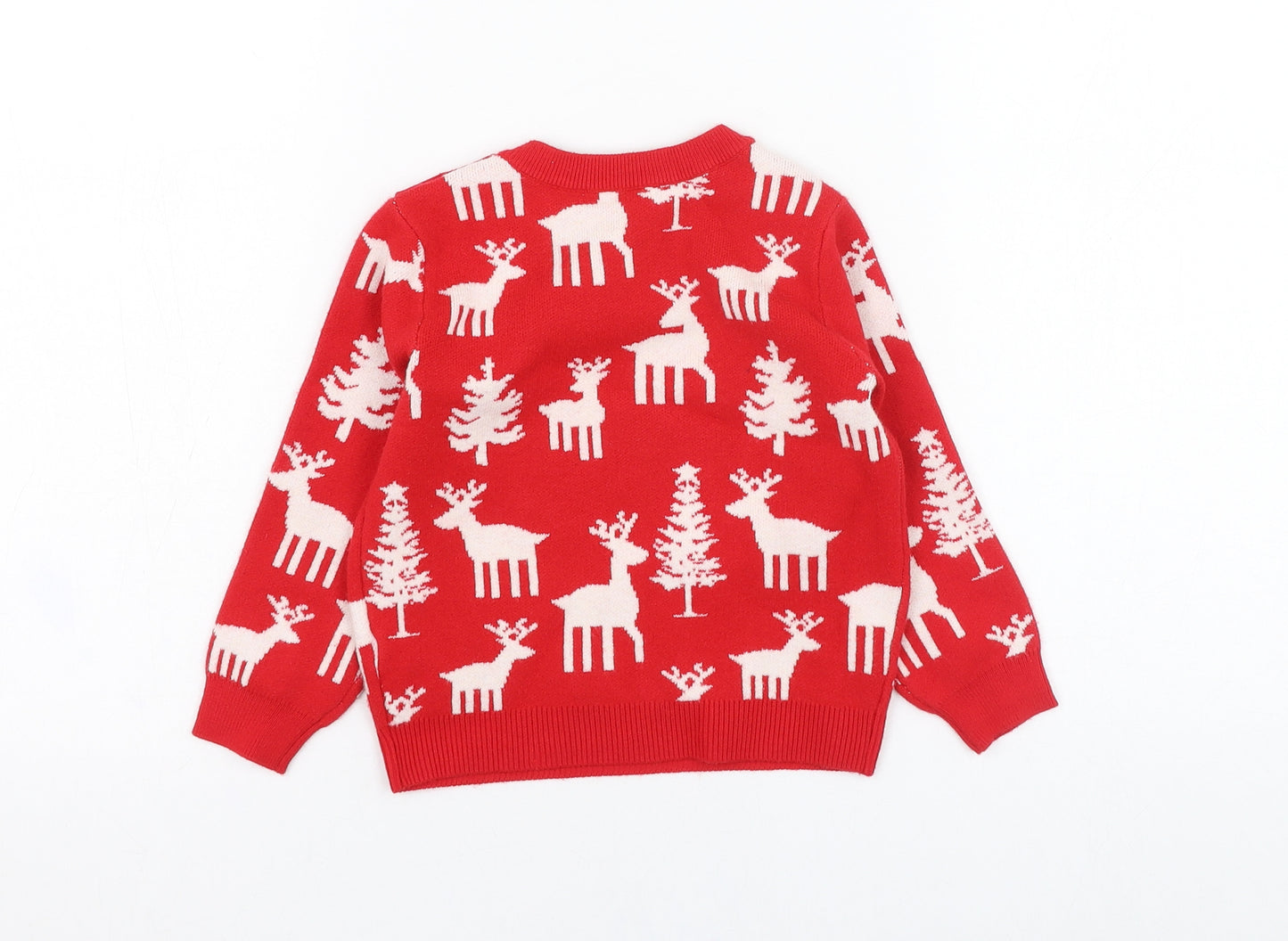 Dunnes Stores Girls Red  Polyester Pullover Jumper Size 18-24 Months  Pullover - Christmas, Reindeer