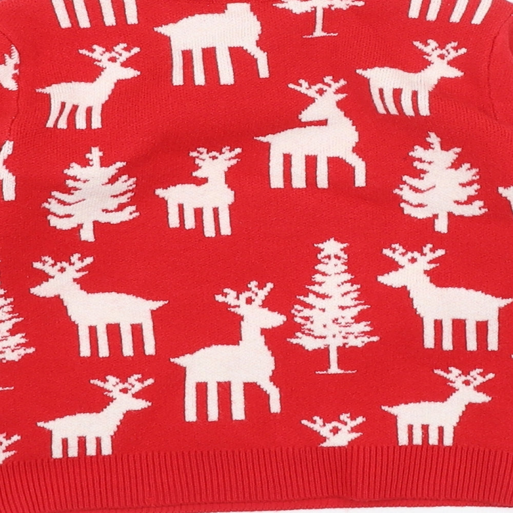 Dunnes Stores Girls Red  Polyester Pullover Jumper Size 18-24 Months  Pullover - Christmas, Reindeer