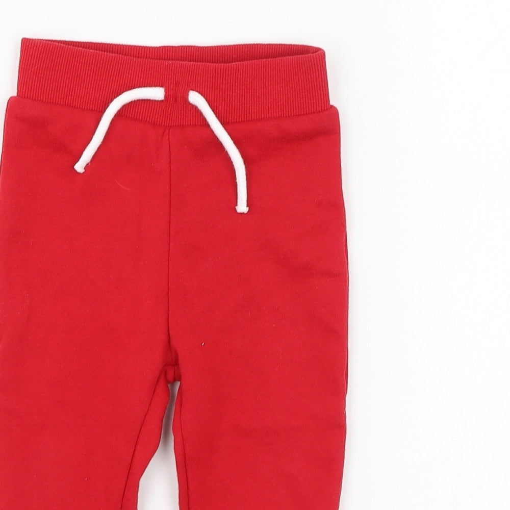 Primark Boys Red  Cotton Jogger Trousers Size 12-18 Months  Pullover