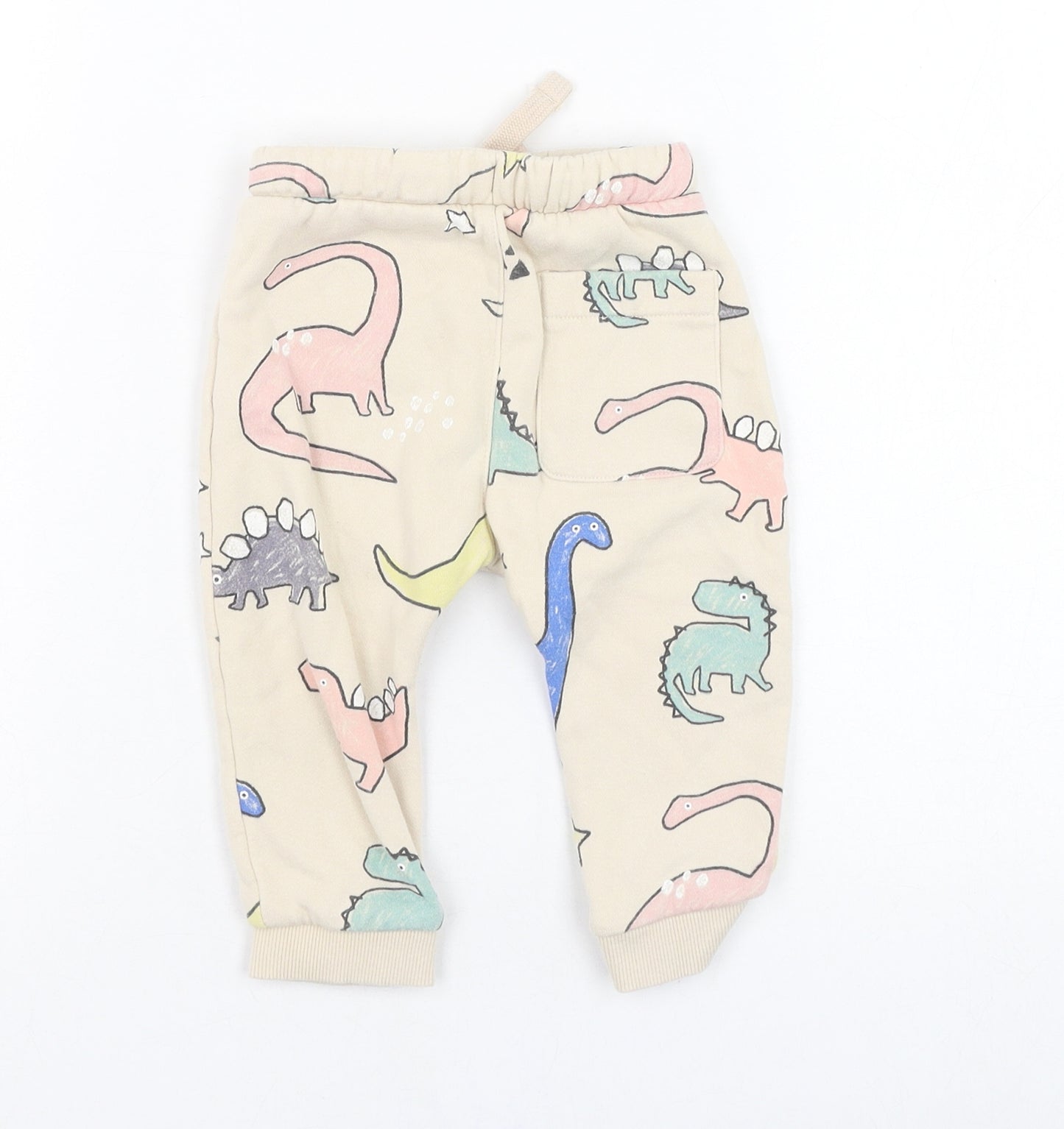 Marks and Spencer Boys Brown  Cotton Jogger Trousers Size 9-12 Months  Pullover - Dinosaur