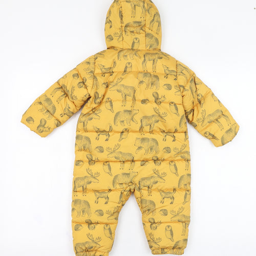 TU Baby Yellow   Puffer Jacket Snowsuit Size 9-12 Months   Zip - Wild life