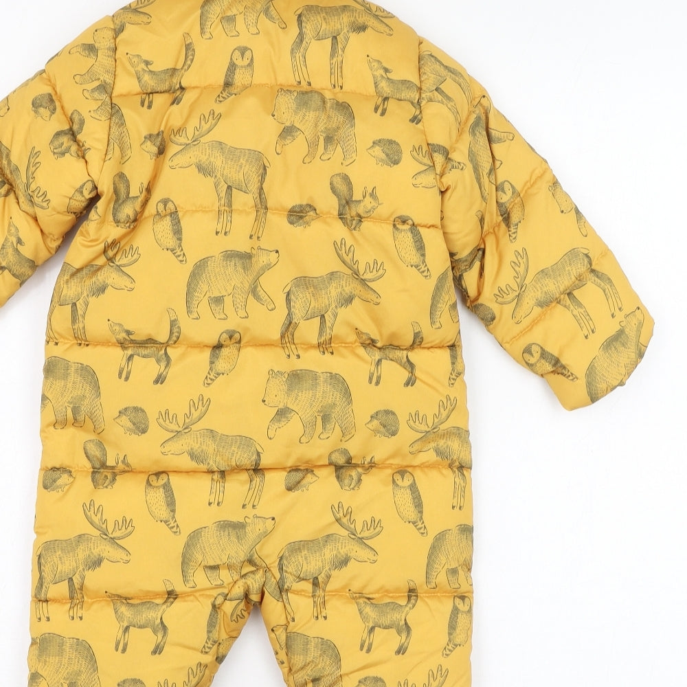 TU Baby Yellow   Puffer Jacket Snowsuit Size 9-12 Months   Zip - Wild life