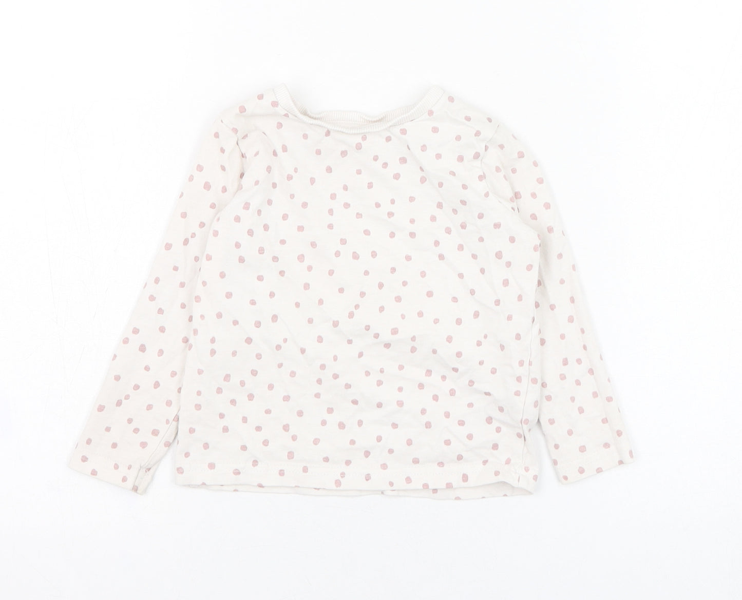 George Girls Ivory Polka Dot Cotton Basic T-Shirt Size 18-24 Months Round Neck Pullover