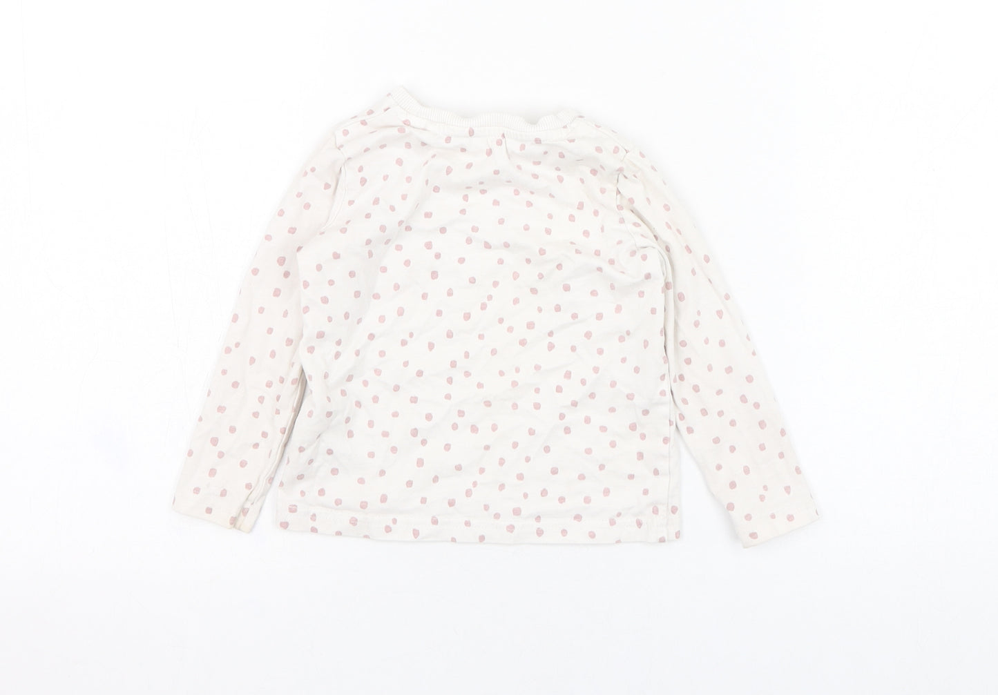 George Girls Ivory Polka Dot Cotton Basic T-Shirt Size 18-24 Months Round Neck Pullover