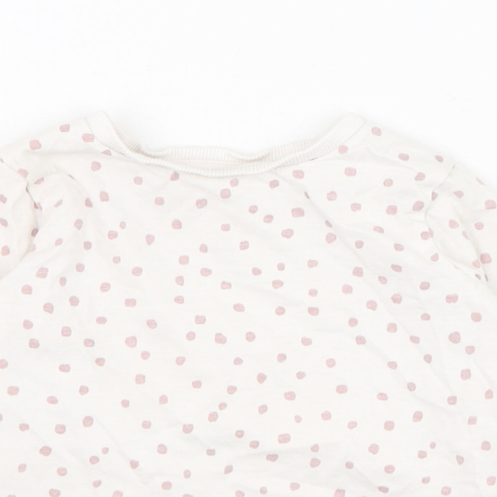 George Girls Ivory Polka Dot Cotton Basic T-Shirt Size 18-24 Months Round Neck Pullover