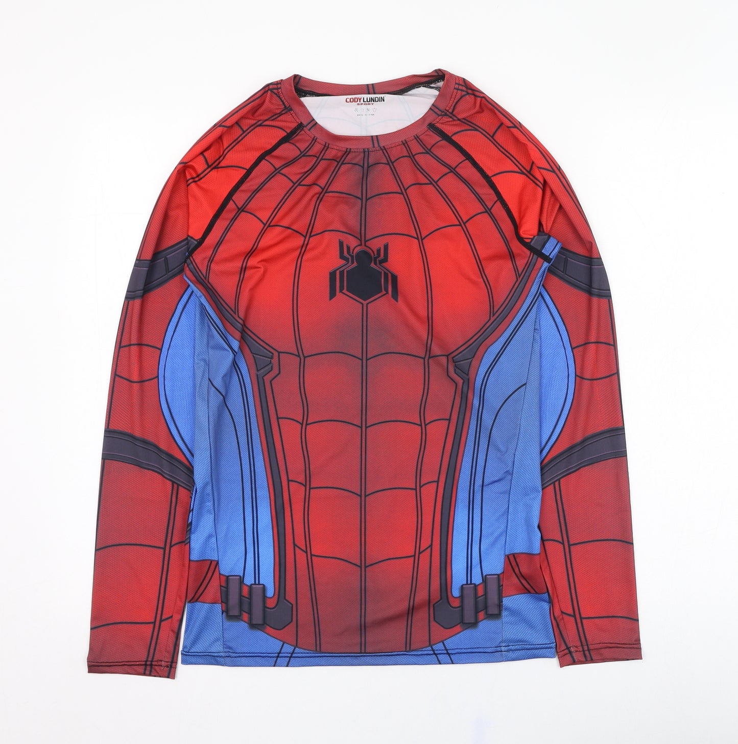 Cody Lundin Mens Red  Polyester  T-Shirt Size M Round Neck  - Spiderman