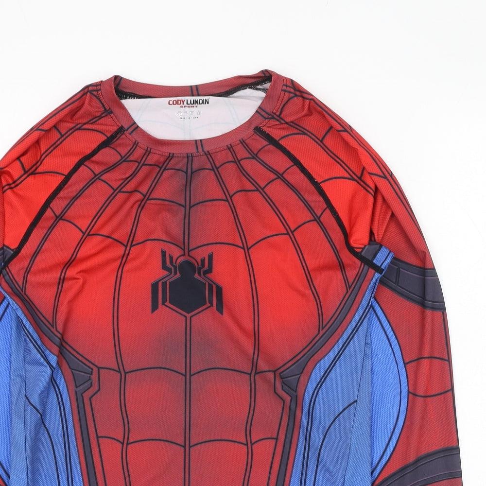 Cody Lundin Mens Red  Polyester  T-Shirt Size M Round Neck  - Spiderman