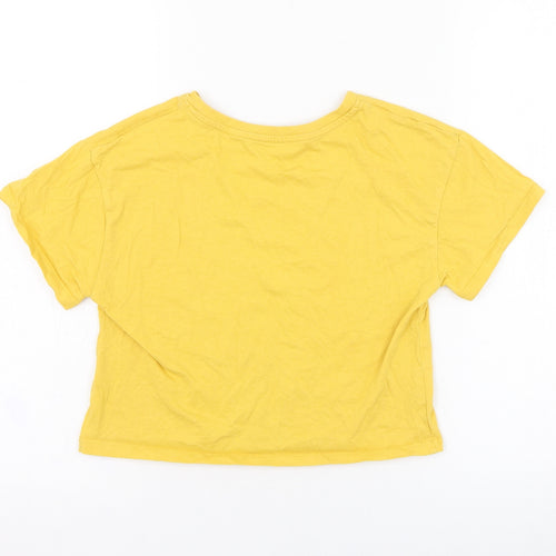 Primark Girls Yellow  Polyester Basic T-Shirt Size 11-12 Years Round Neck Pullover - You've got this
