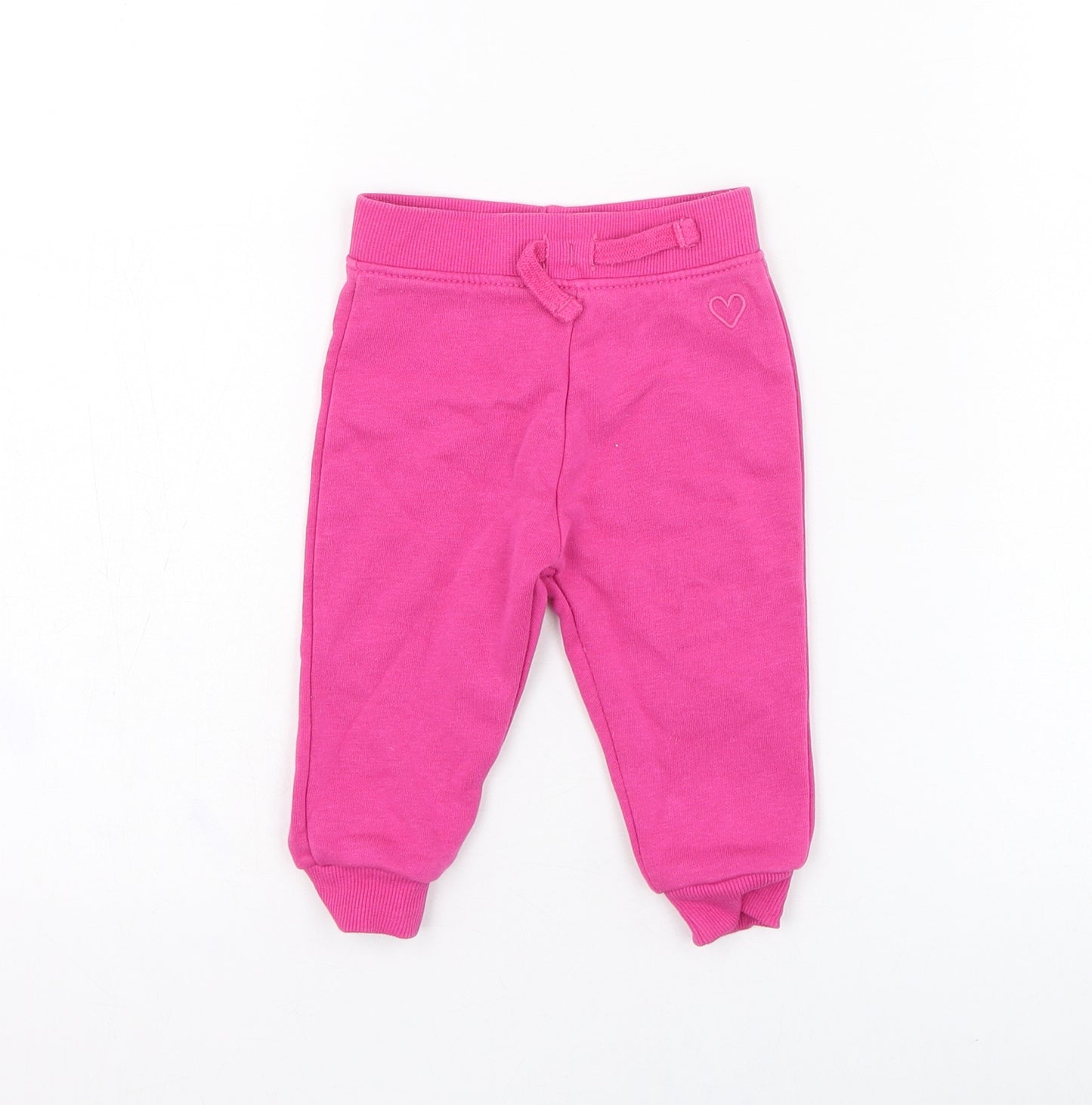 Dunnes Stores Girls Pink  Cotton Jogger Trousers Size 6-9 Months  Pullover