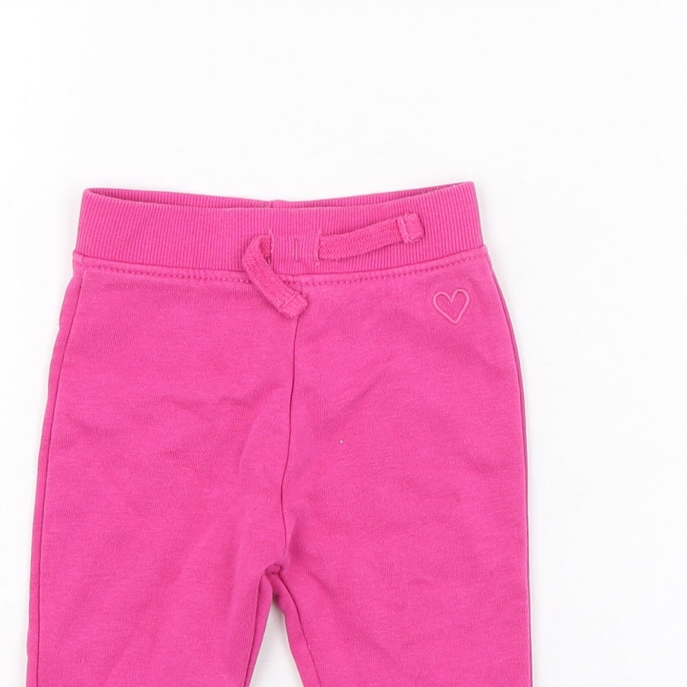 Dunnes Stores Girls Pink  Cotton Jogger Trousers Size 6-9 Months  Pullover