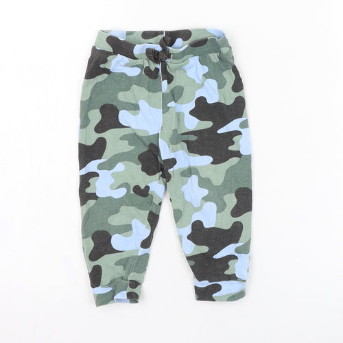 Peacocks Boys Green Camouflage Cotton Jogger Trousers Size 9-12 Months  Pullover