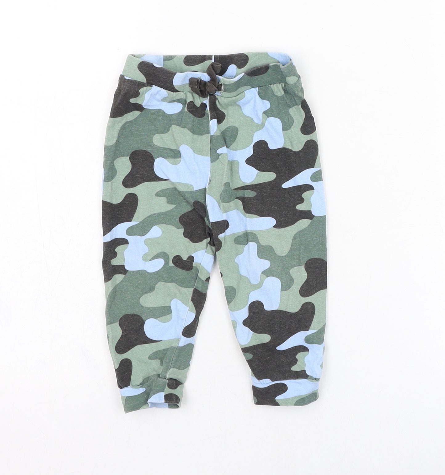 Peacocks Boys Green Camouflage Cotton Jogger Trousers Size 9-12 Months  Pullover