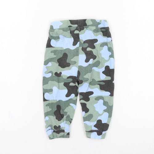 Peacocks Boys Green Camouflage Cotton Jogger Trousers Size 9-12 Months  Pullover