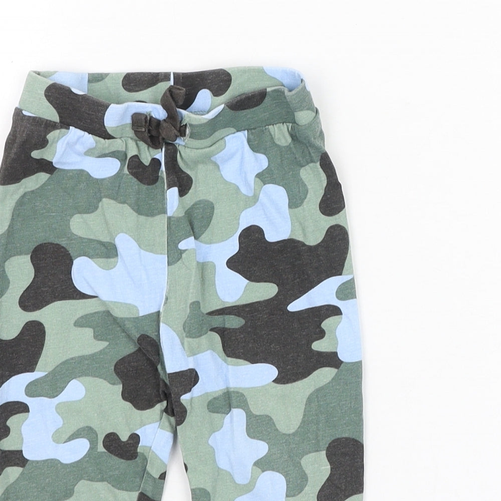Peacocks Boys Green Camouflage Cotton Jogger Trousers Size 9-12 Months  Pullover