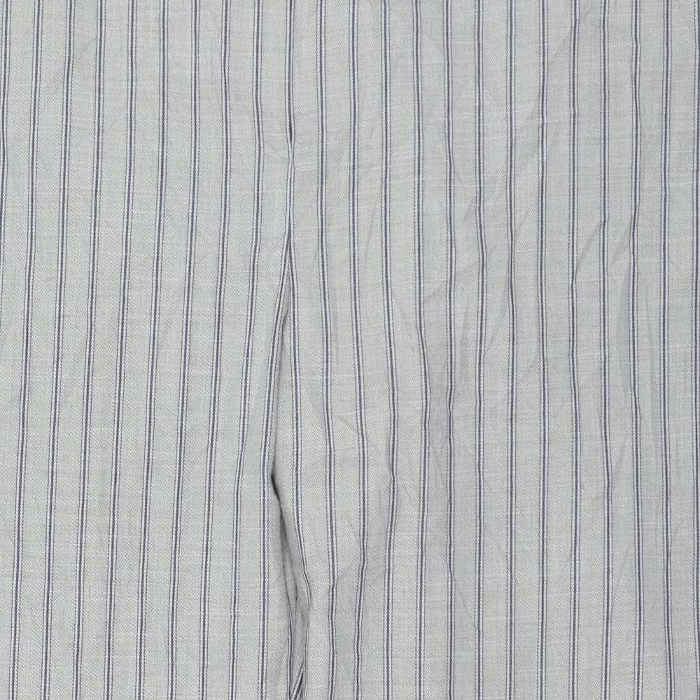 Marks and Spencer Womens Grey Striped Polyester Trousers  Size 22 L29 in Regular Zip