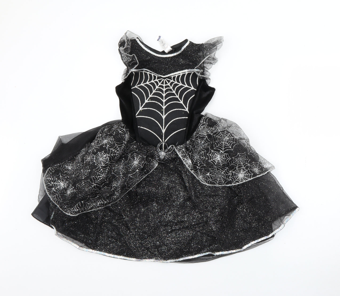 George Girls Black  Polyester Fit & Flare  Size 7-8 Years  Round Neck  - Spider Halloween Fancy Dress