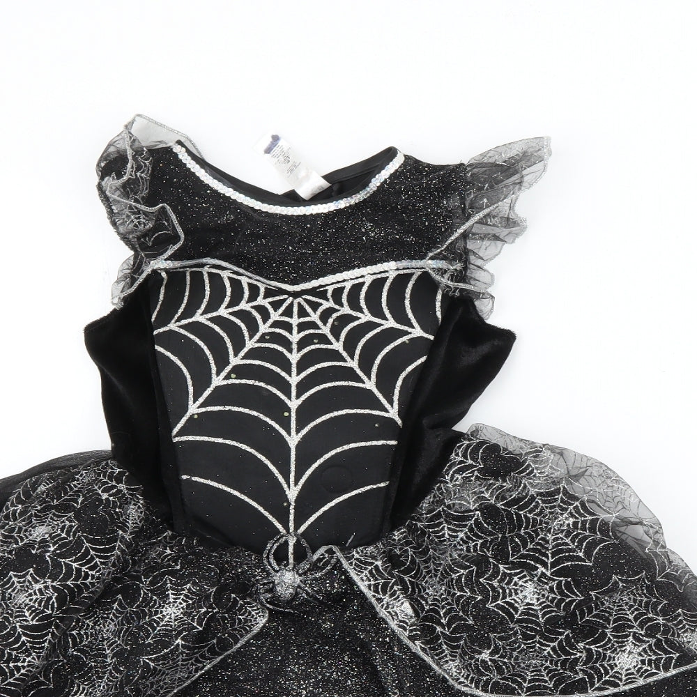 George Girls Black  Polyester Fit & Flare  Size 7-8 Years  Round Neck  - Spider Halloween Fancy Dress