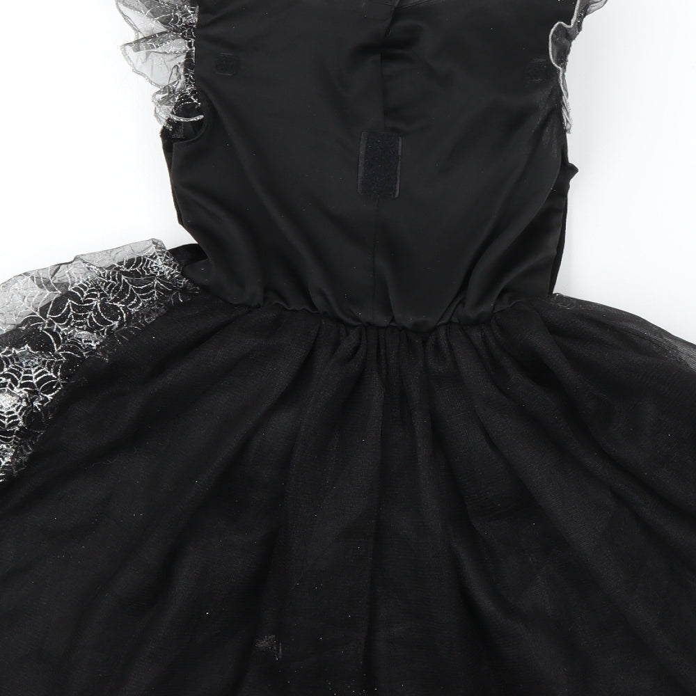 George Girls Black  Polyester Fit & Flare  Size 7-8 Years  Round Neck  - Spider Halloween Fancy Dress