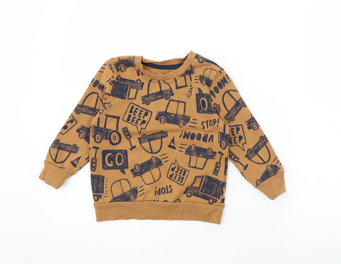 TU Boys Brown Geometric Cotton Pullover Sweatshirt Size 2-3 Years