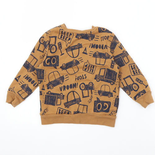 TU Boys Brown Geometric Cotton Pullover Sweatshirt Size 2-3 Years