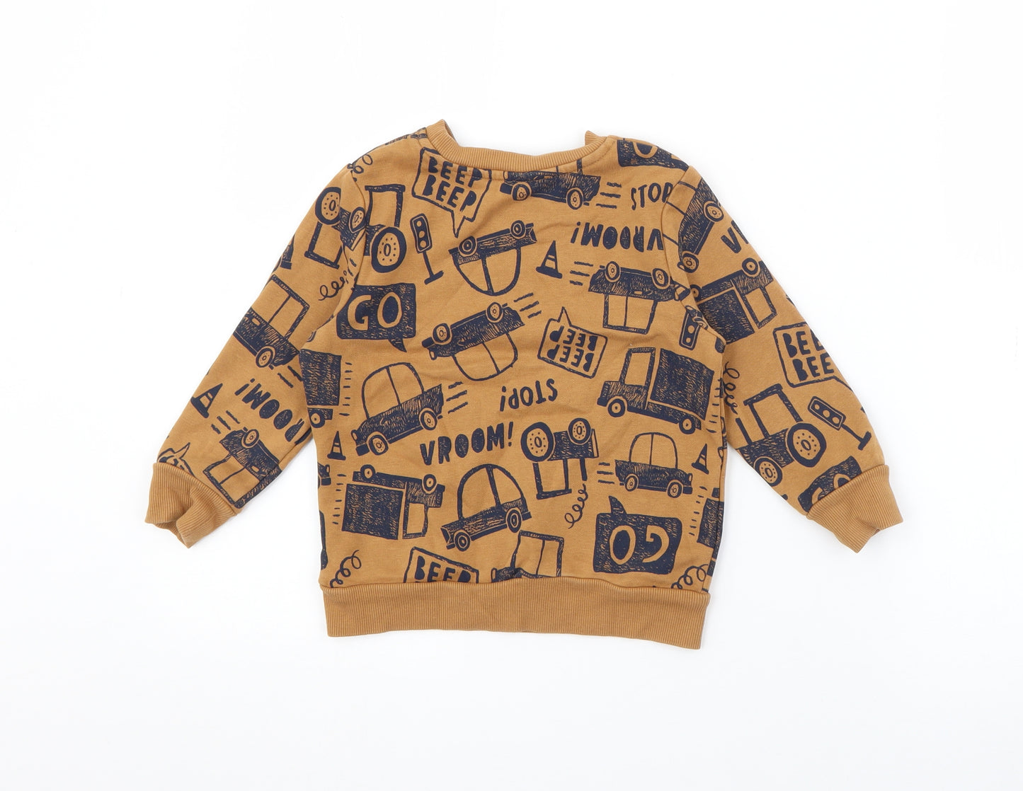 TU Boys Brown Geometric Cotton Pullover Sweatshirt Size 2-3 Years