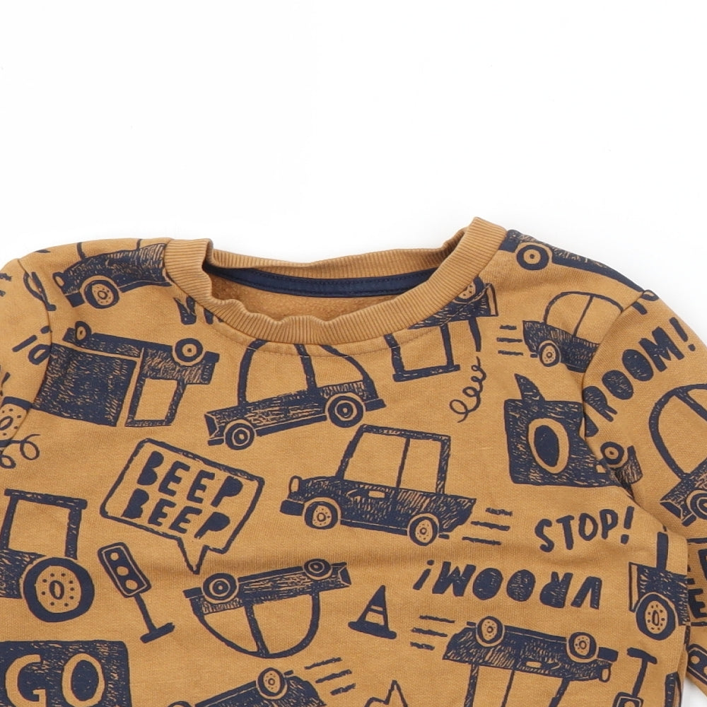 TU Boys Brown Geometric Cotton Pullover Sweatshirt Size 2-3 Years