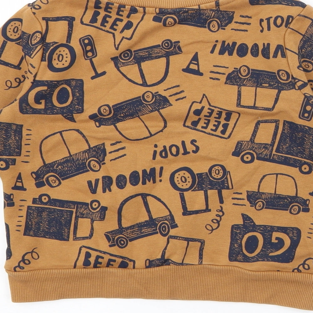 TU Boys Brown Geometric Cotton Pullover Sweatshirt Size 2-3 Years