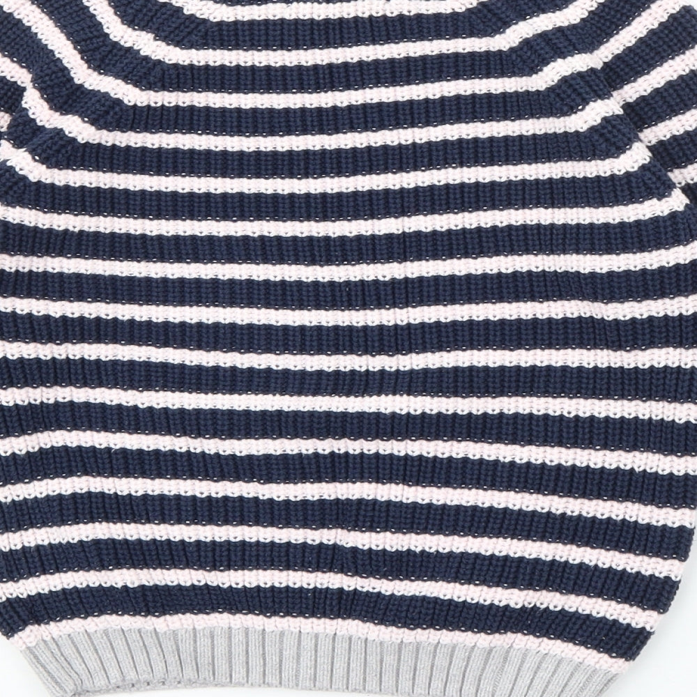 George Girls Blue Crew Neck Striped Cotton Pullover Jumper Size 4-5 Years