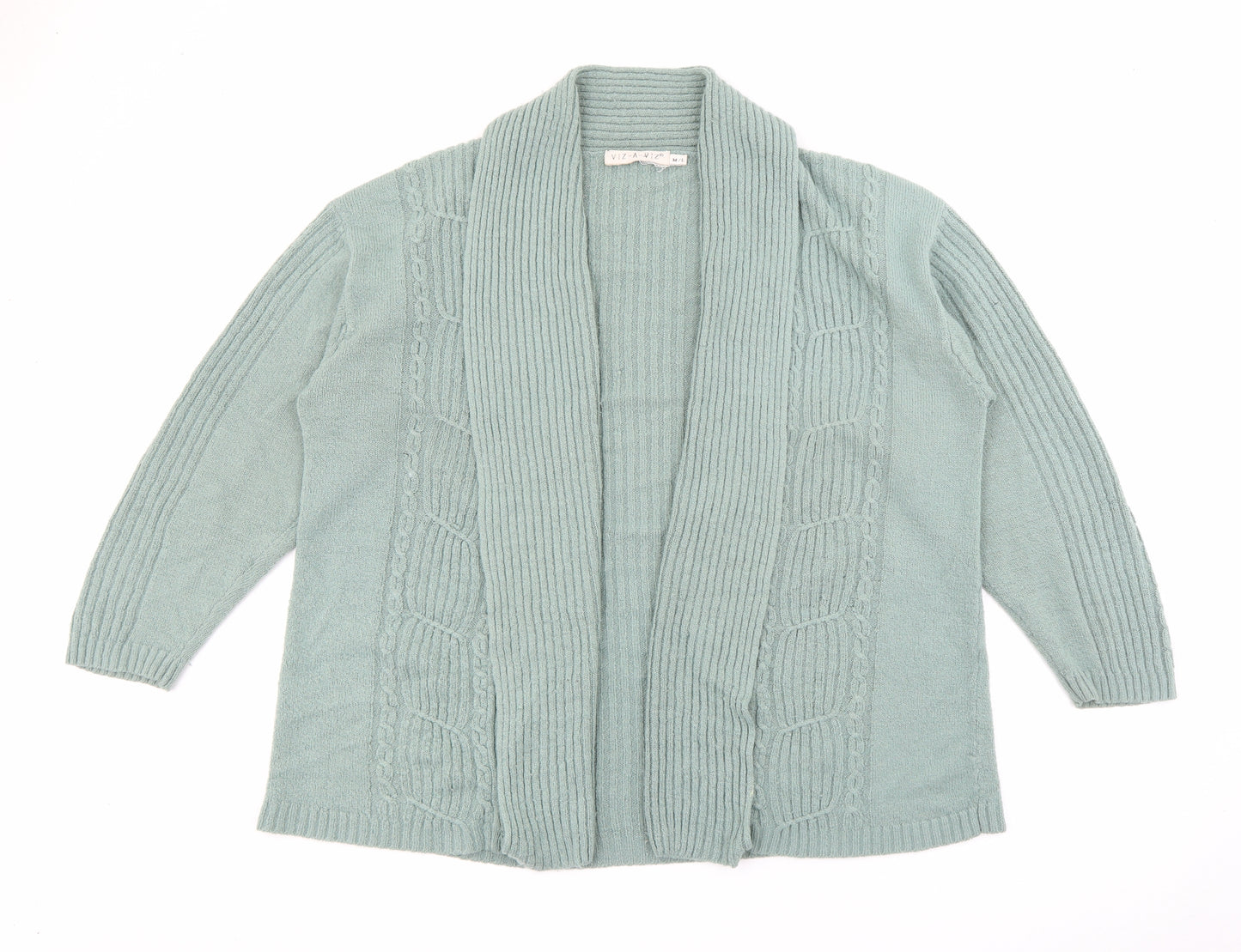 Viz a Viz Womens Green V-Neck  Acrylic Cardigan Jumper Size M
