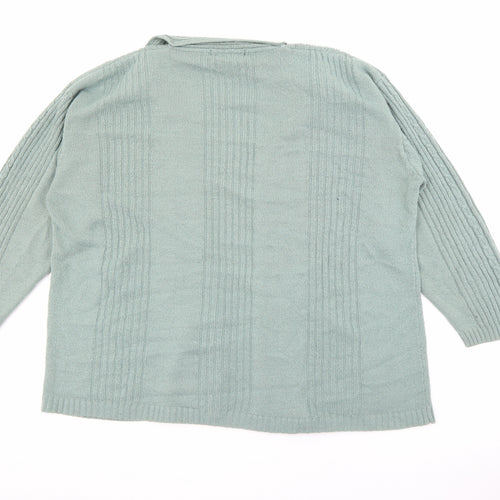 Viz a Viz Womens Green V-Neck  Acrylic Cardigan Jumper Size M