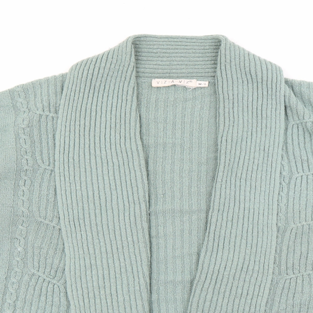 Viz a Viz Womens Green V-Neck  Acrylic Cardigan Jumper Size M