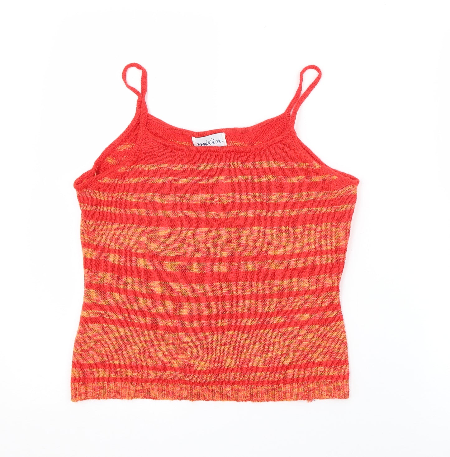 Mixin Womens Red Striped Acrylic Camisole Tank Size M Scoop Neck